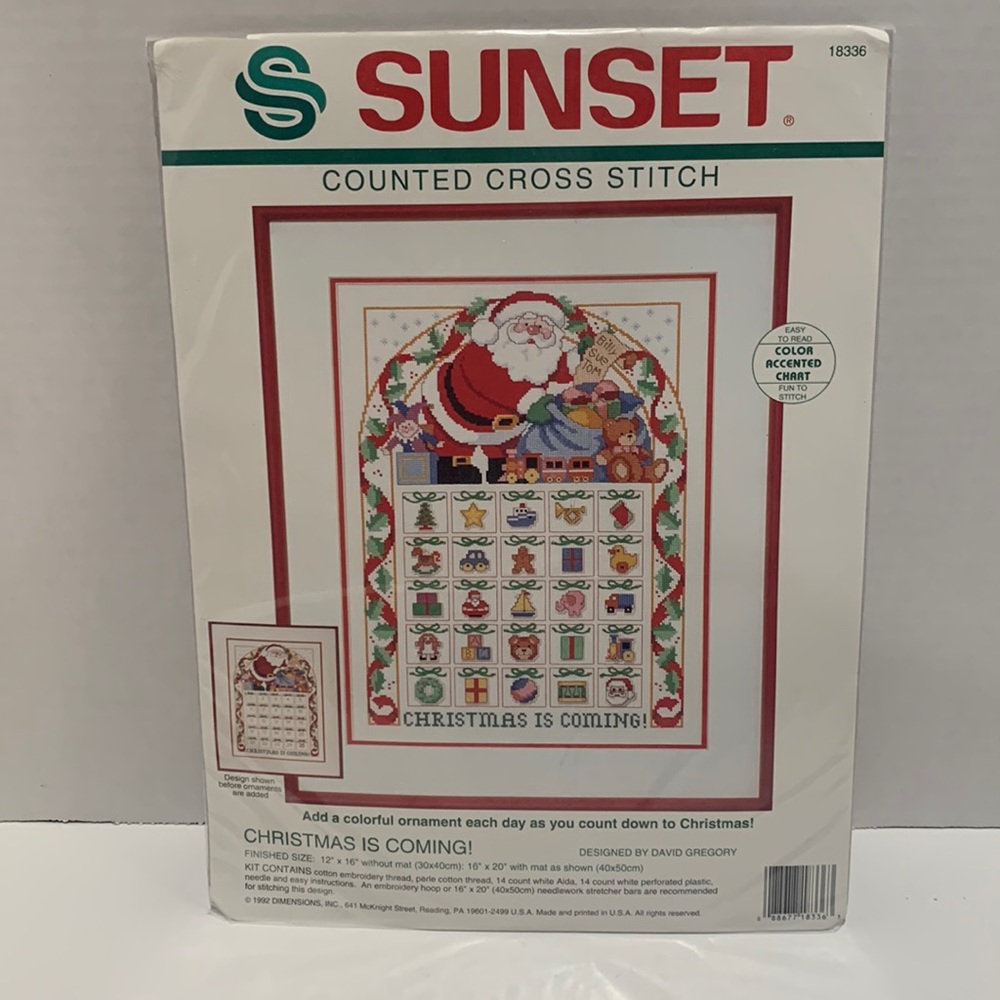 ZCMI 1992 Sunset Christmas Is Coming Counted Cross Stitch Kit